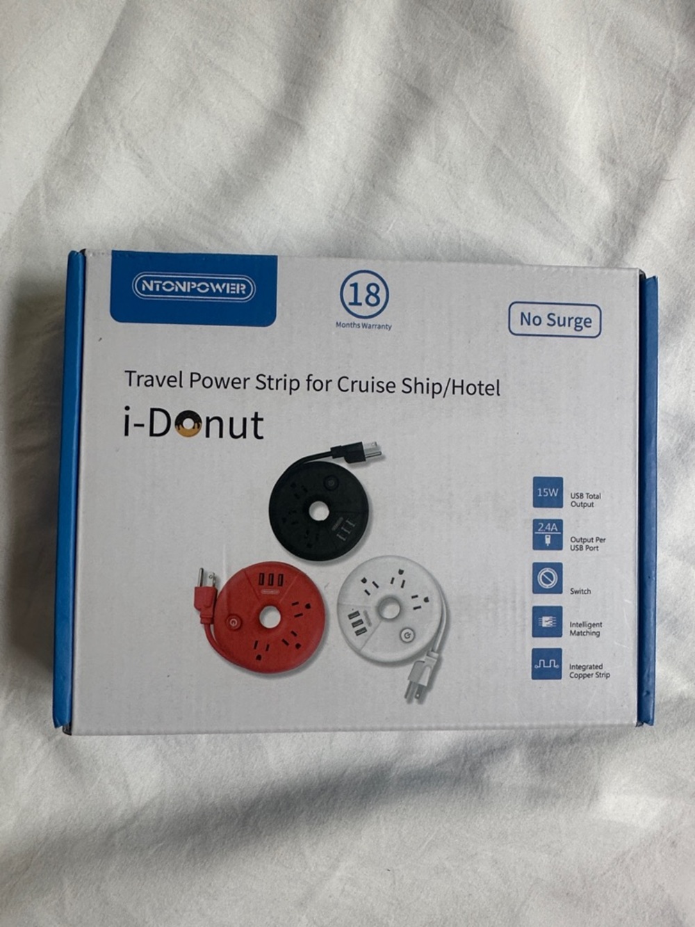 Amazon i-Donut Travel Power Strip - Red, Black, White